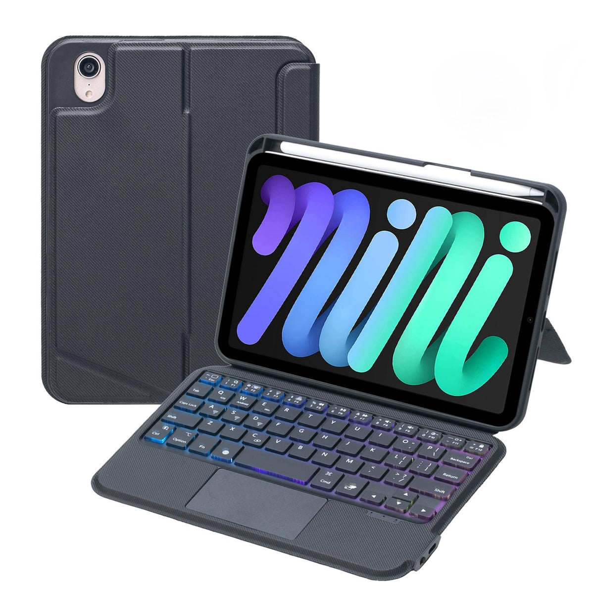 Split Type Bluetooth Keyboard Leather Case For Ipad Mini6 With Touch Backlight-1915198220112367623