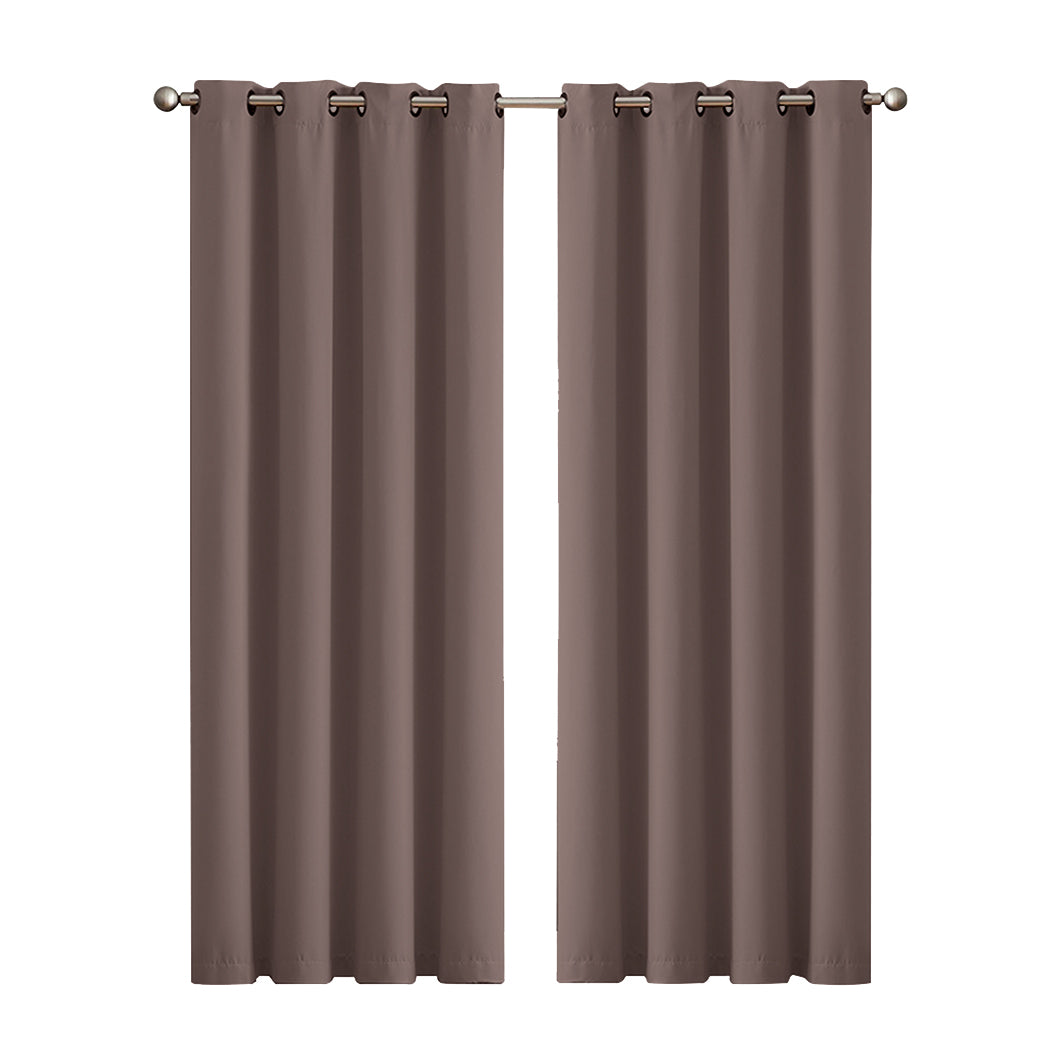 2x Blockout Curtains Panels 3 Layers Taupe-1910113269520142336