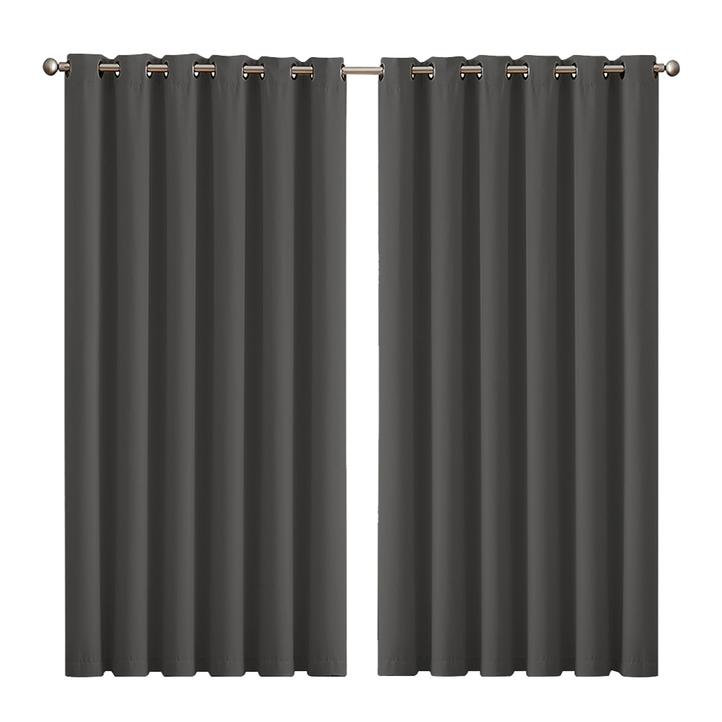 2x Blockout Curtains Panels 3 Layers Charcoal-1954802972563214336