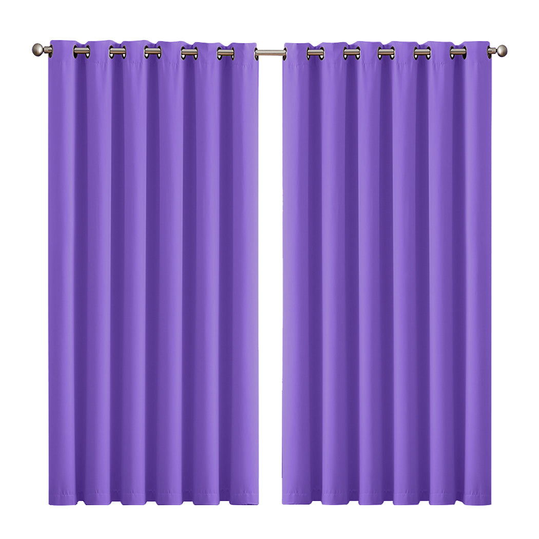 2x Blockout Curtains Panels 3 Layers Purple-1919892931439890432