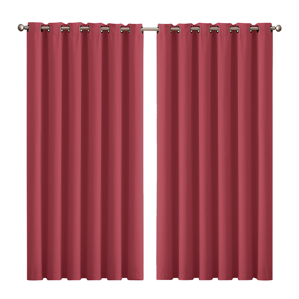 2x Blockout Curtains Panels 3 Layers Burgundy-1910113274339397632