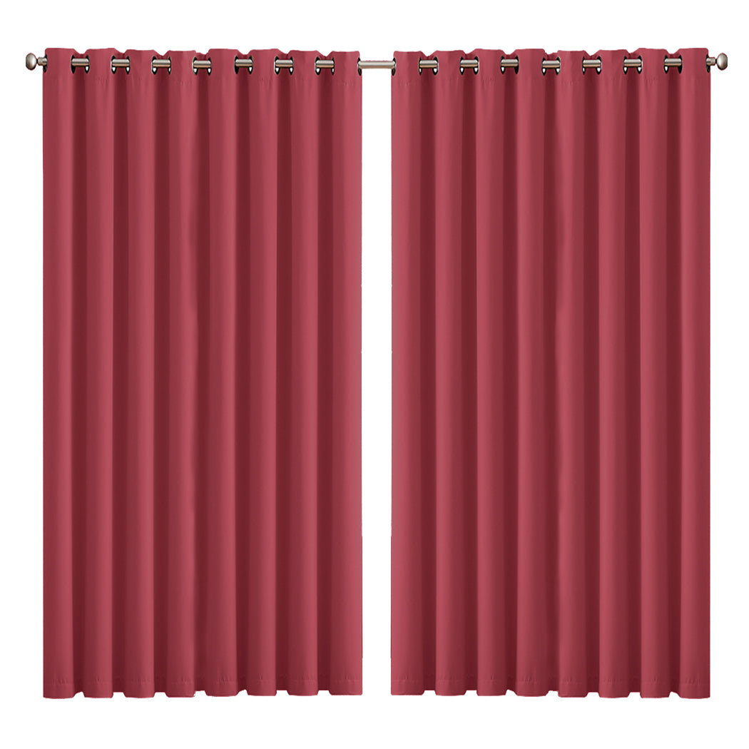 2x Blockout Curtains Panels 3 Layers Burgundy CD1003-300X230-GY-1919892933516070912