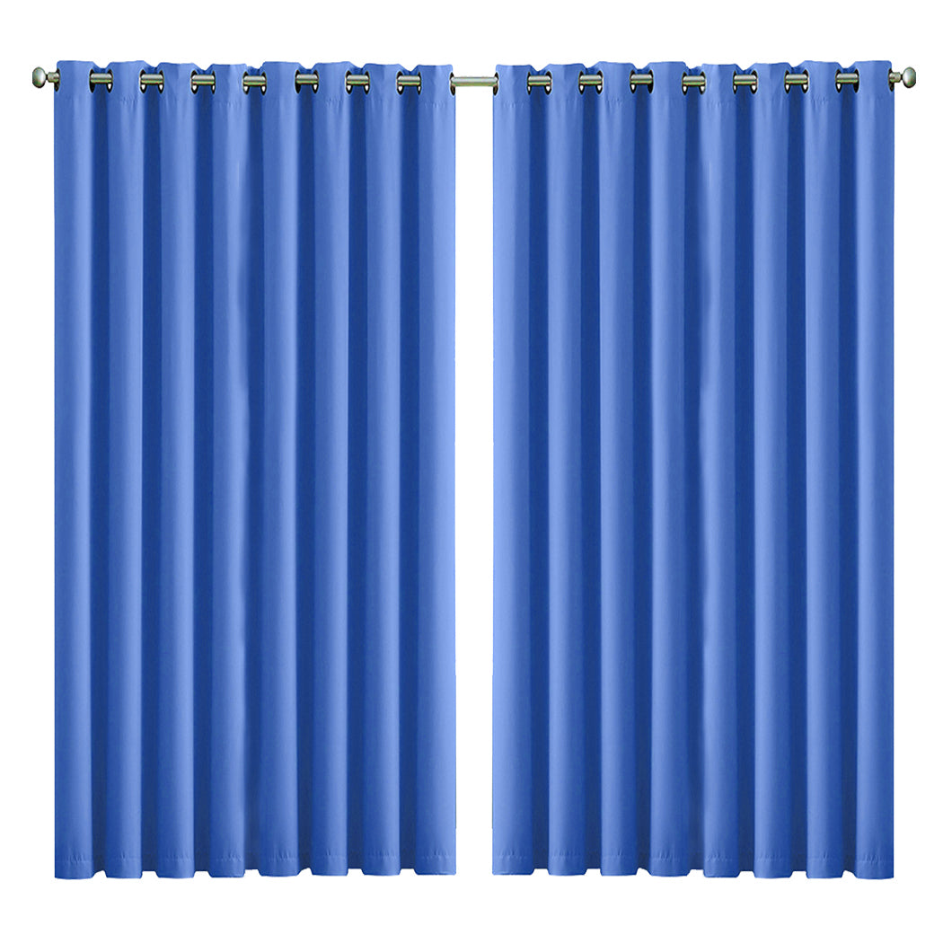 2x Blockout Curtains Panels 3 Layers Blue CD1003-300X230-GY-1919892932463300608