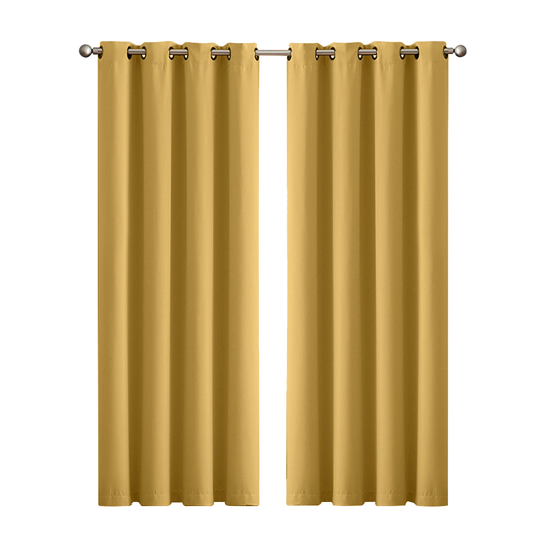 2x Blockout Curtains Panels 3 Layers Mustard-1919892930034798592