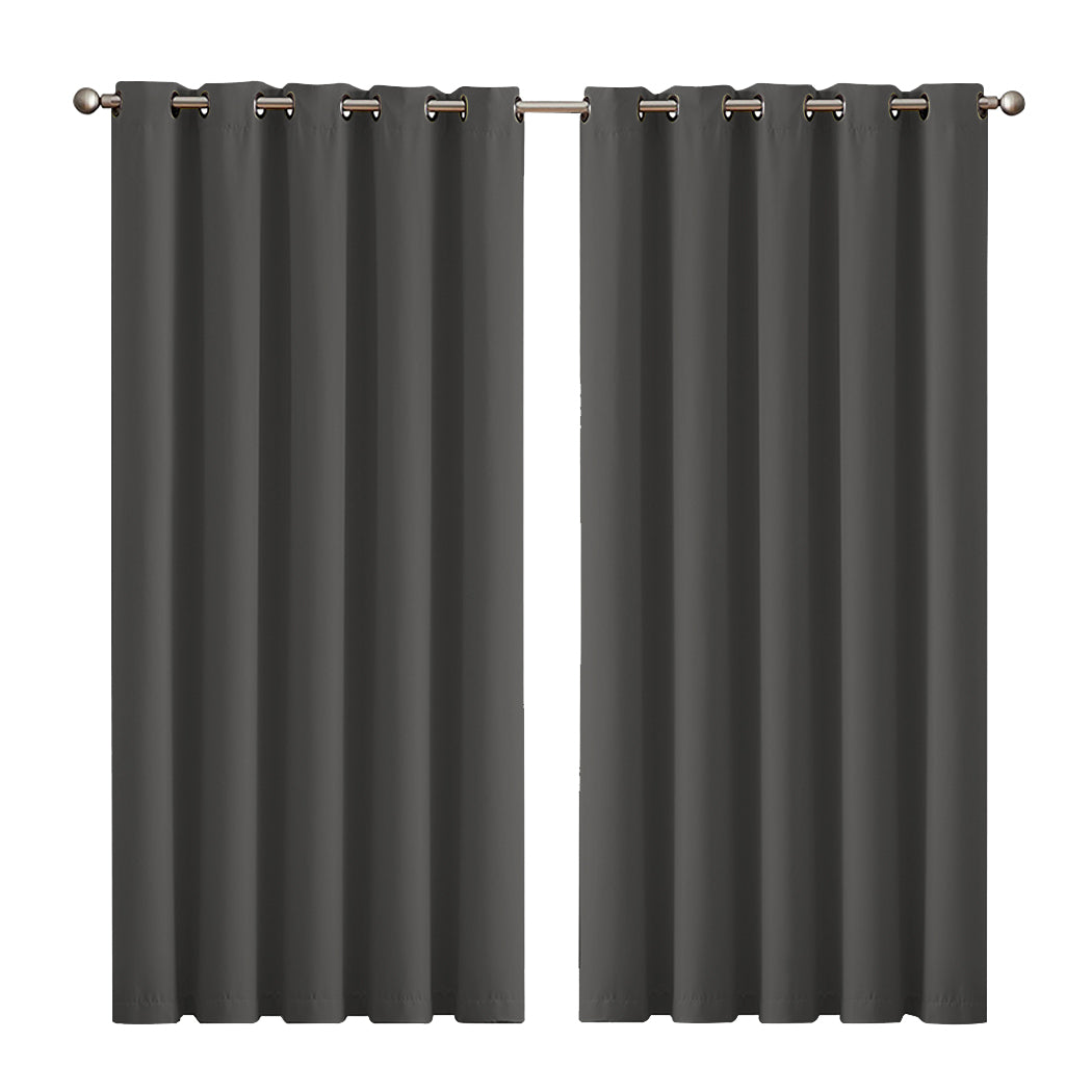 2x Blockout Curtains Panels 3 Layers Charcoal-1954802971753713664