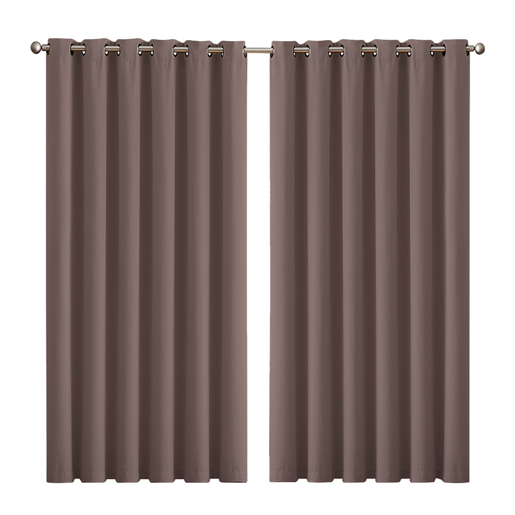 2x Blockout Curtains Panels 3 Layers Taupe-1910113274167431168