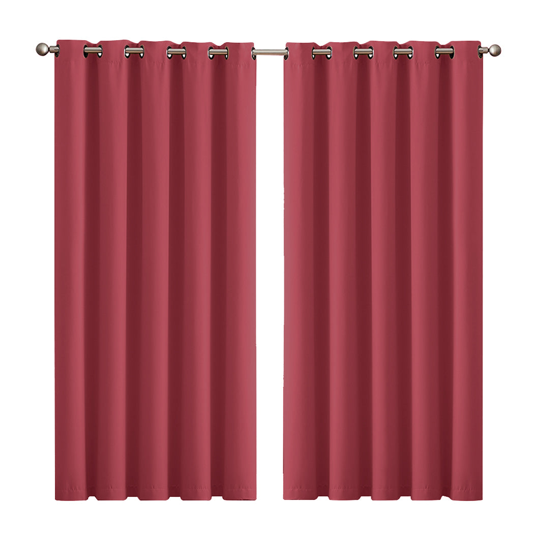 2x Blockout Curtains Panels 3 Layers Burgundy-1910113271885729792