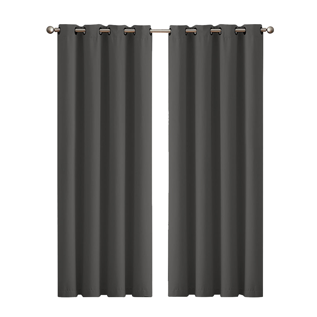 2x Blockout Curtains Panels 3 Layers Charcoal-1954802970172461056