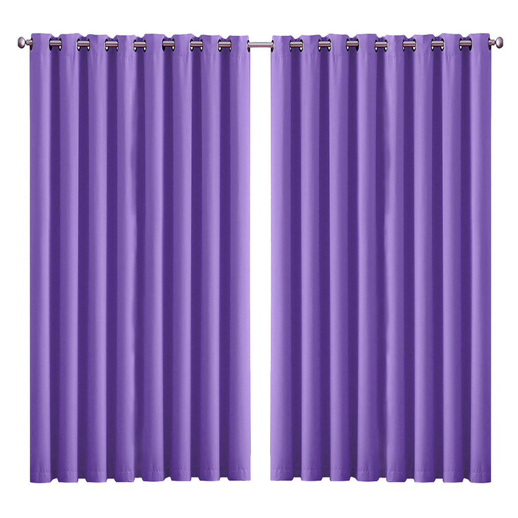 2x Blockout Curtains Panels 3 Layers Purple CD1003-300X230-GY-1919892932849176576