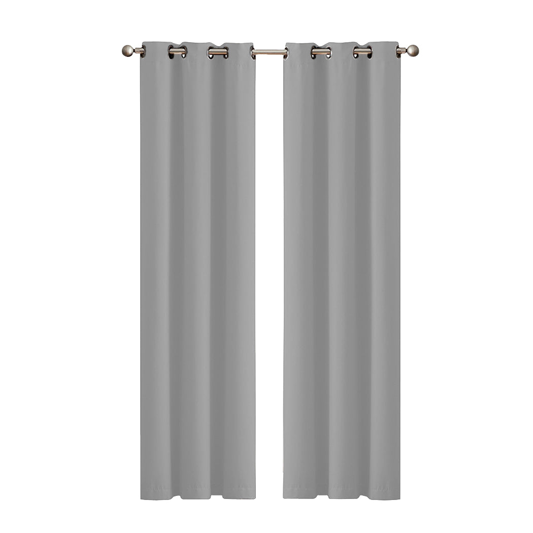 2x Blockout Curtains Panels 3 Layers Grey-1910113267234246656