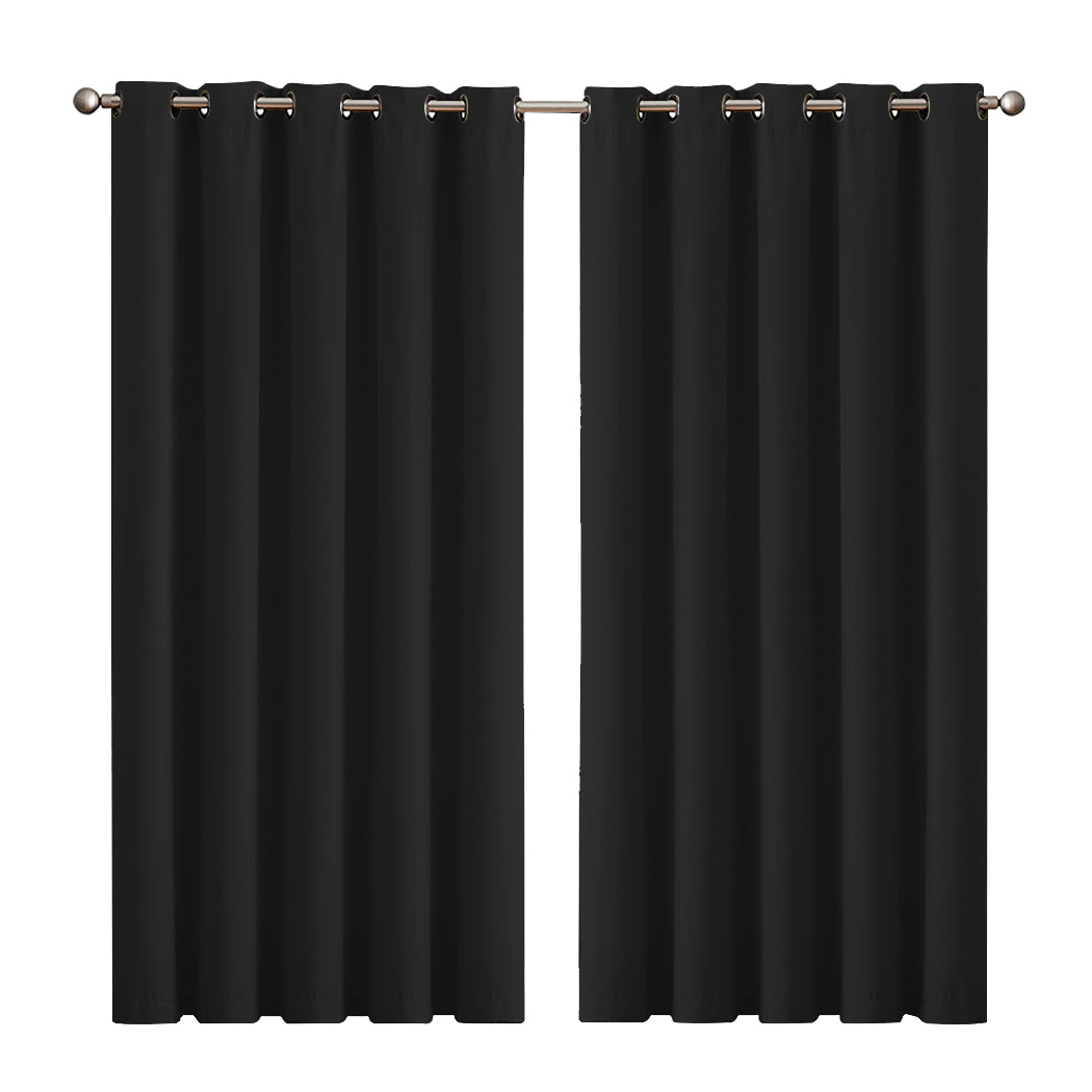 2x Blockout Curtains Panels 3 Layers Black-1910113270224785408