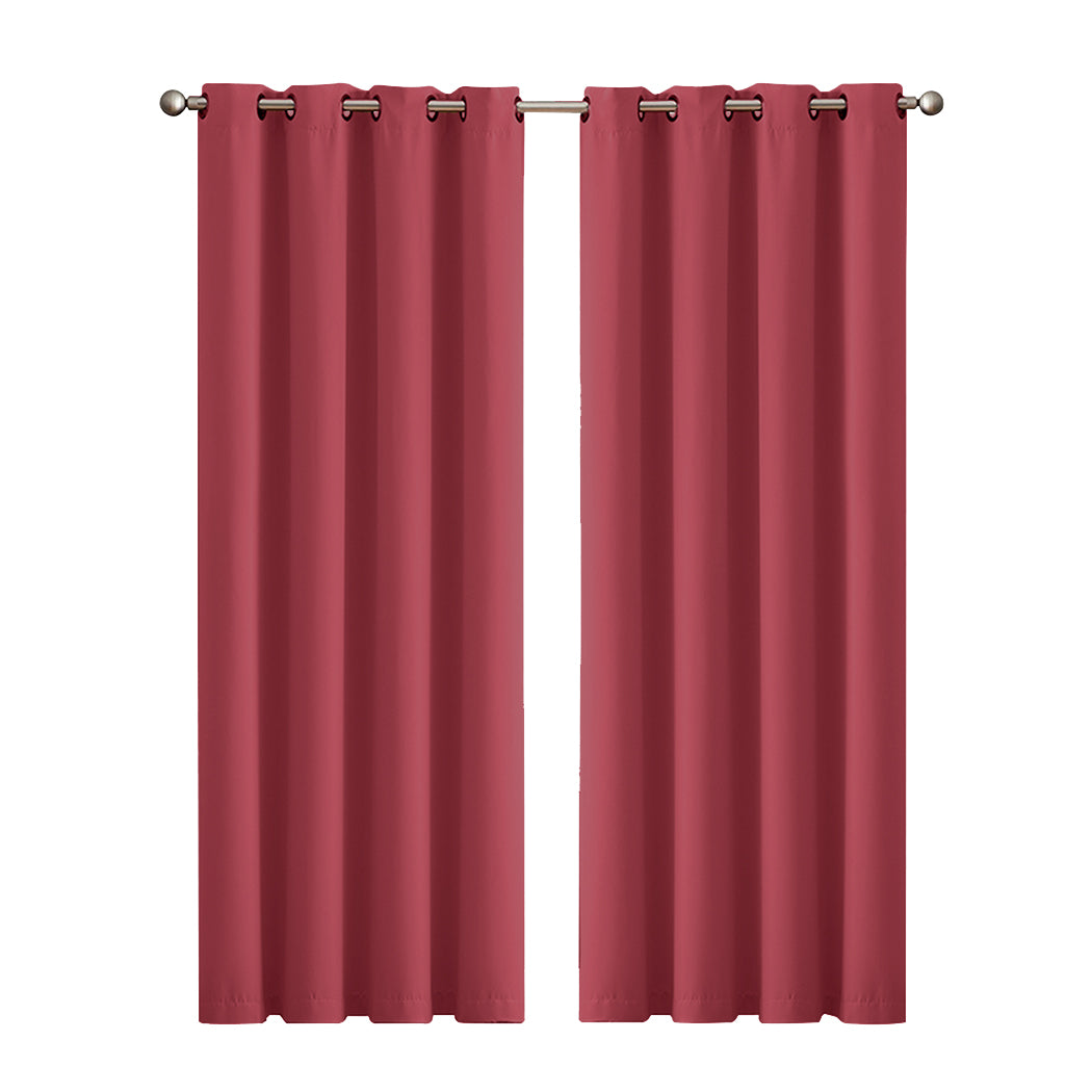 2x Blockout Curtains Panels 3 Layers Burgundy-1910113269696303104