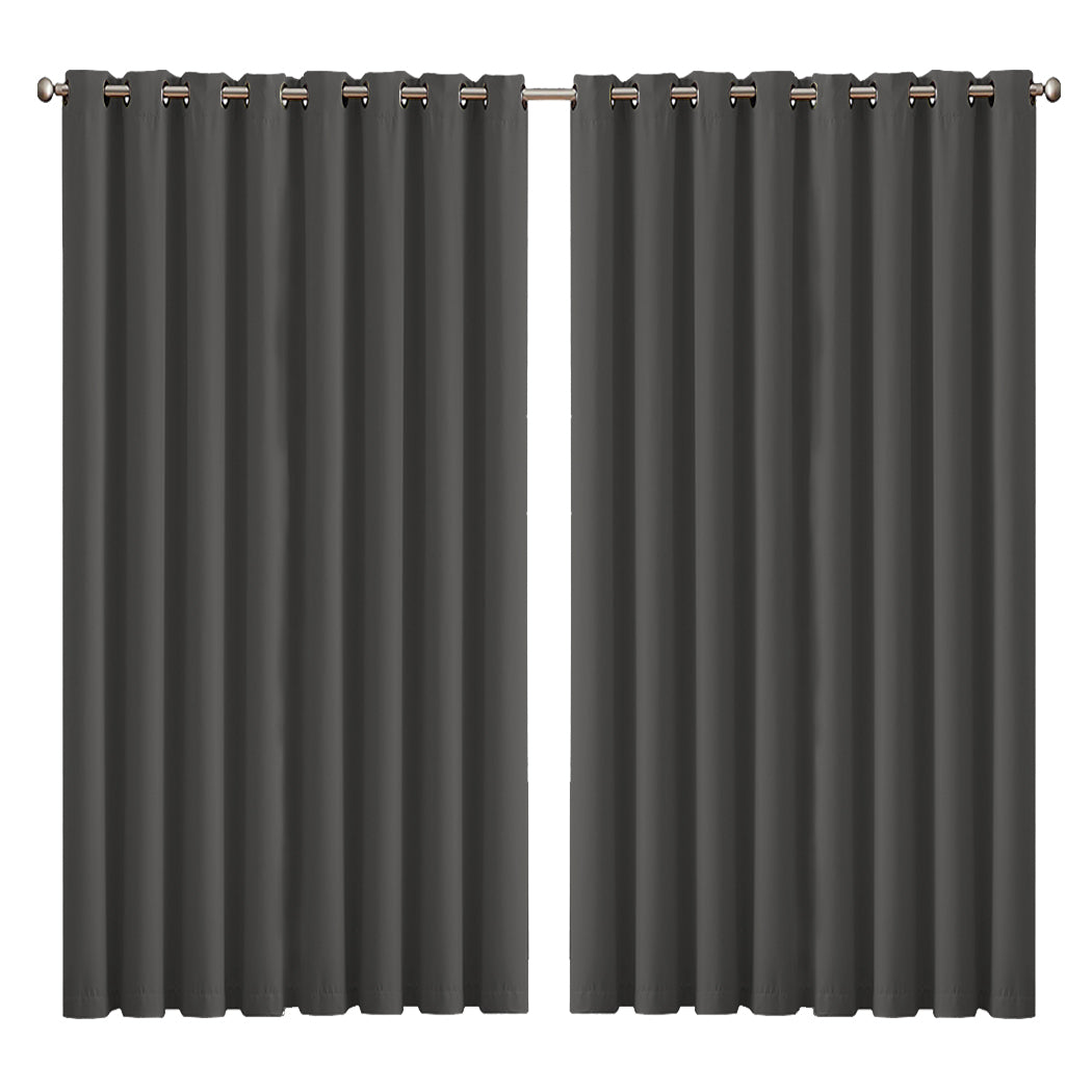 2x Blockout Curtains Panels 3 Layers Charcoal CD1003-300X230-GY-1919892932689793024