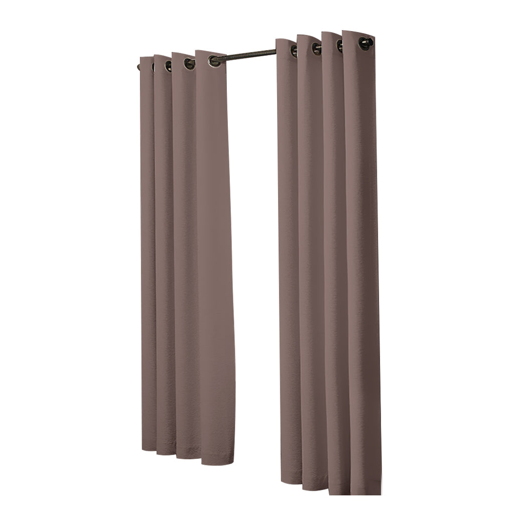 2x Blockout Curtains Panels 3 Layers Taupe-1910113269520142337