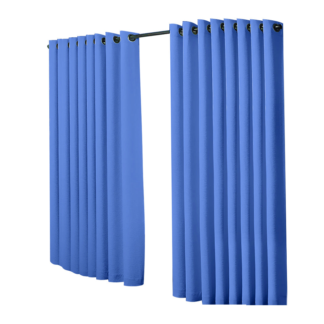 2x Blockout Curtains Panels 3 Layers Blue CD1003-300X230-GY-1919892932463300609