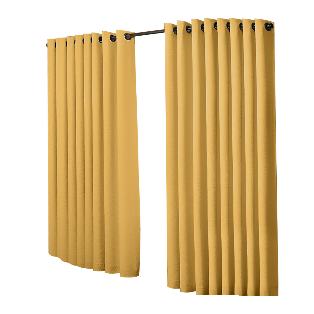 2x Blockout Curtains Panels 3 Layers Mustard CD1003-300X230-GY-1919892933180526593