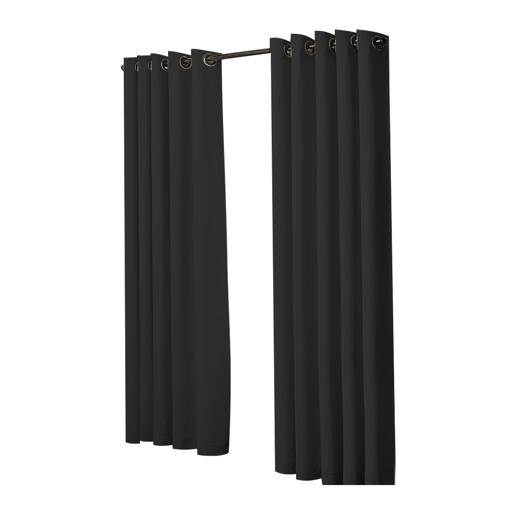 2x Blockout Curtains Panels 3 Layers Black-1910113270224785409