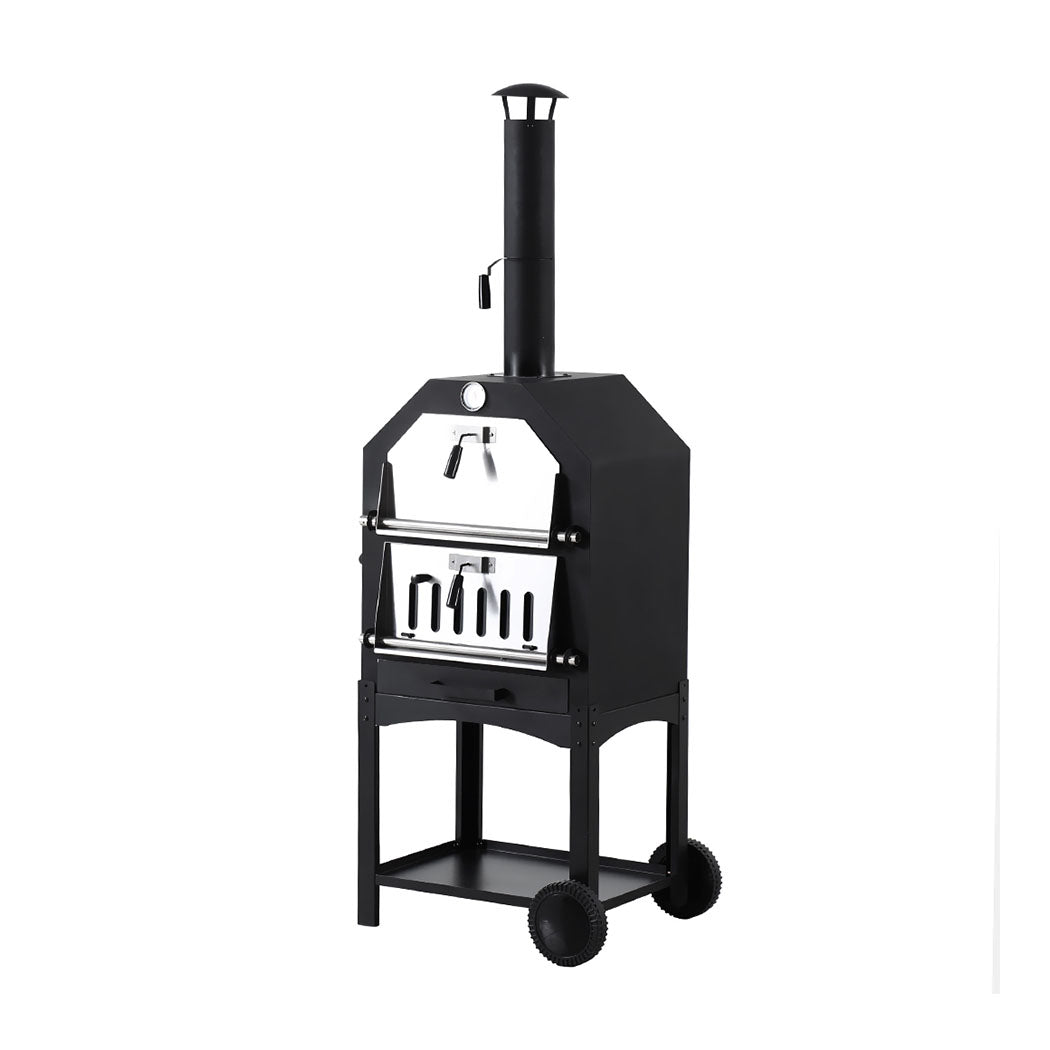 3in1 Pizza Oven Charcoal BBQ Grill Steel-1954802936567697409