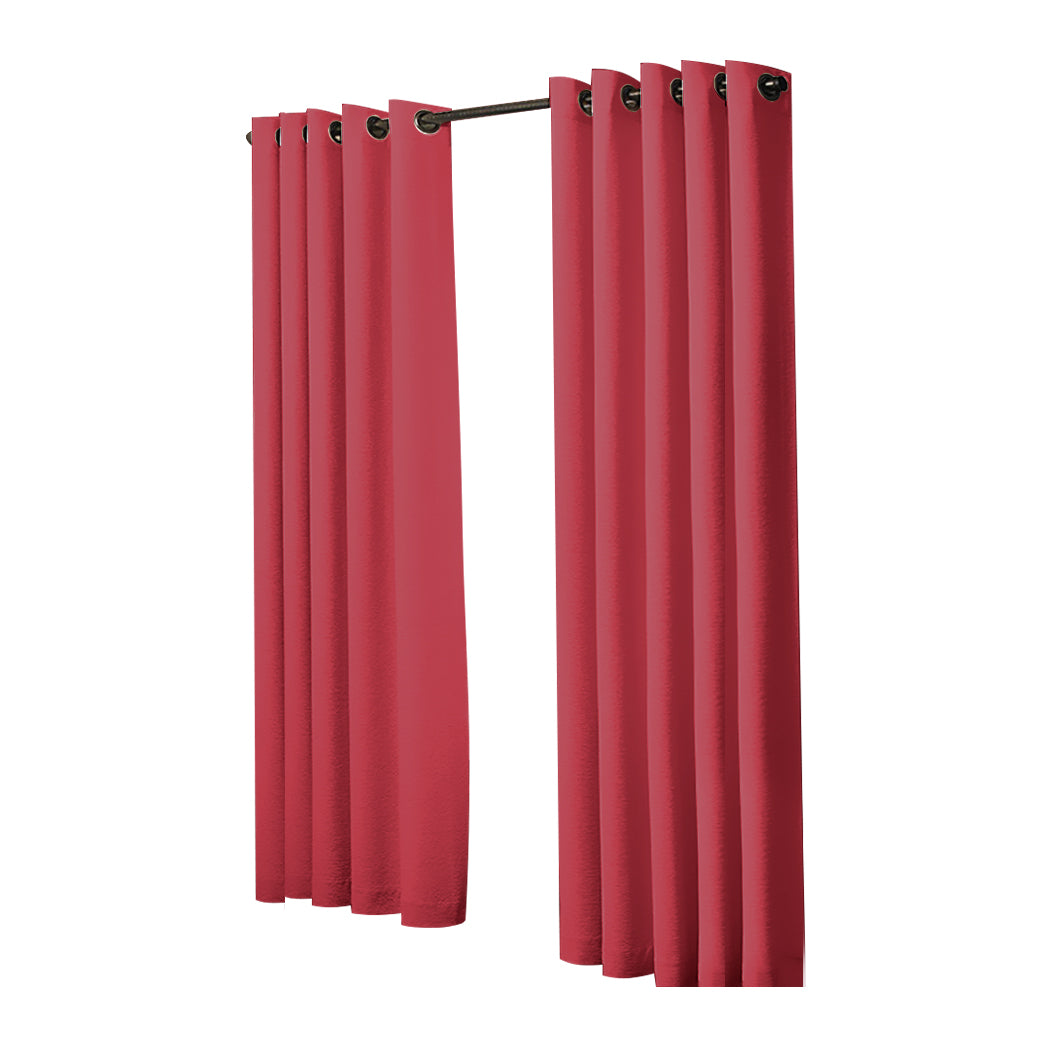 2x Blockout Curtains Panels 3 Layers Burgundy-1910113271889924096