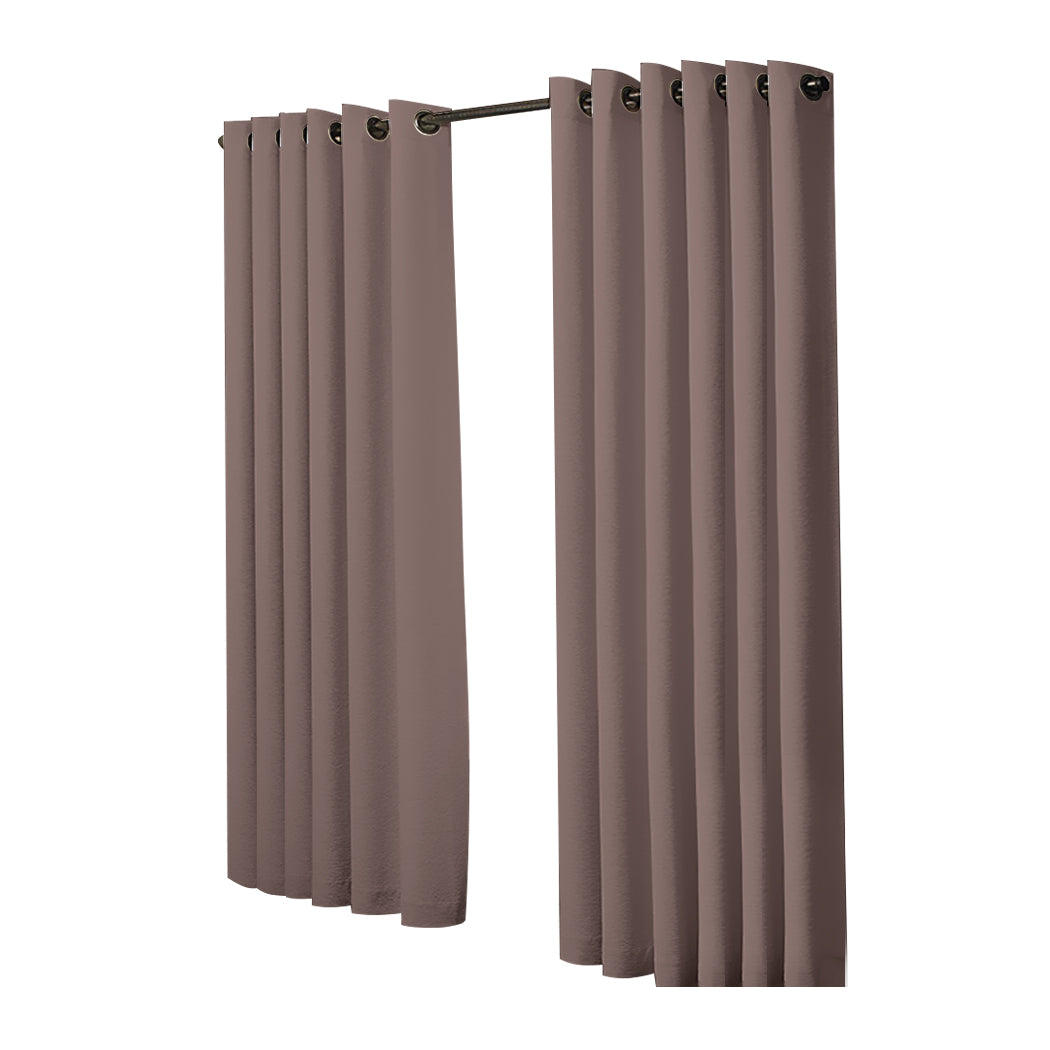 2x Blockout Curtains Panels 3 Layers Taupe-1910113274167431169
