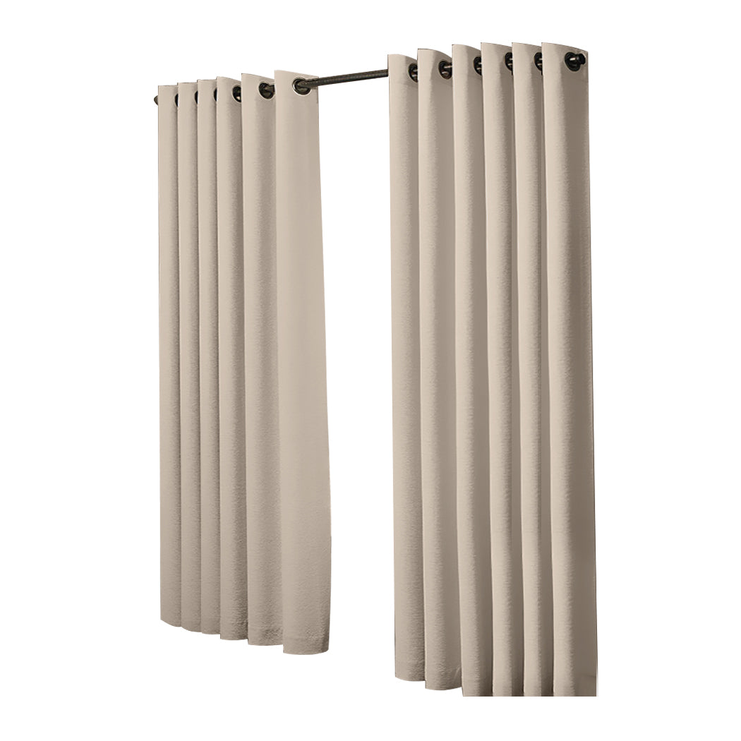 2x Blockout Curtains Panels 3 Layers Beige-1910113272368074753