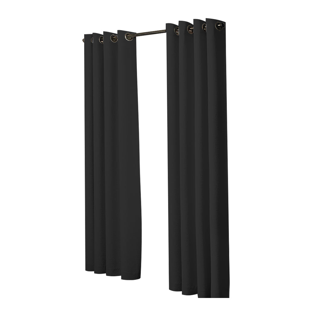 2x Blockout Curtains Panels 3 Layers Black-1910113268014387201