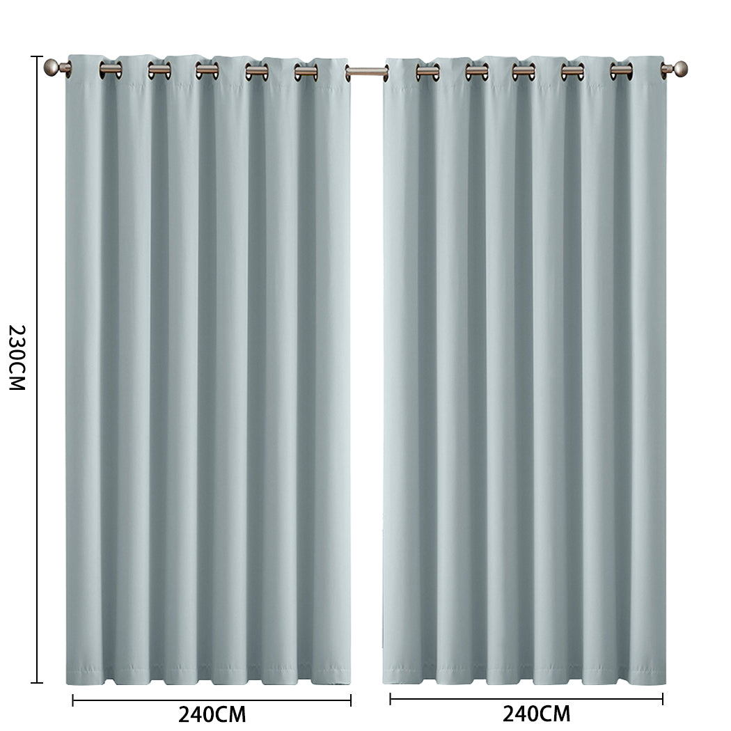 2x Blockout Curtains Panels 3 Layers Green-1910113273798332418