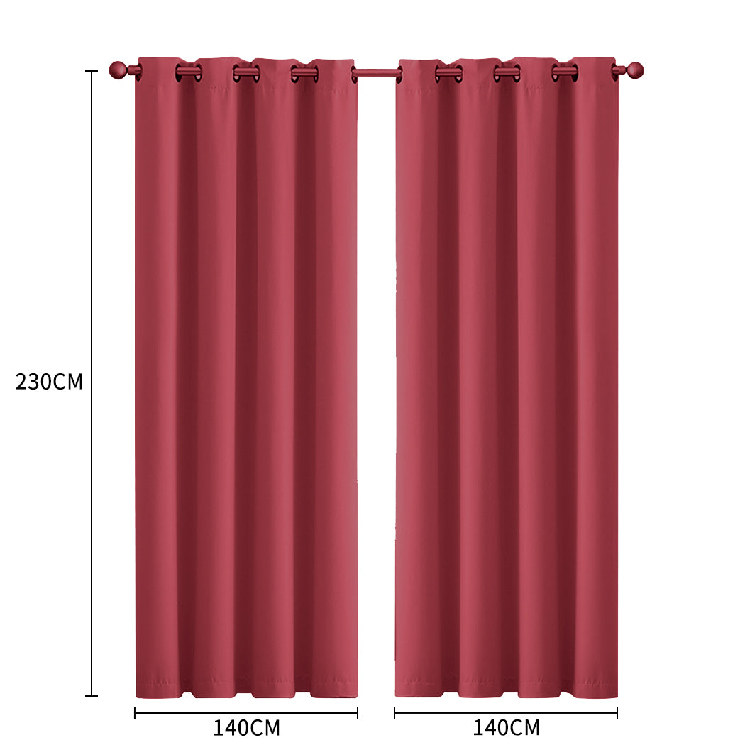 2x Blockout Curtains Panels 3 Layers Burgundy-1910113269696303106