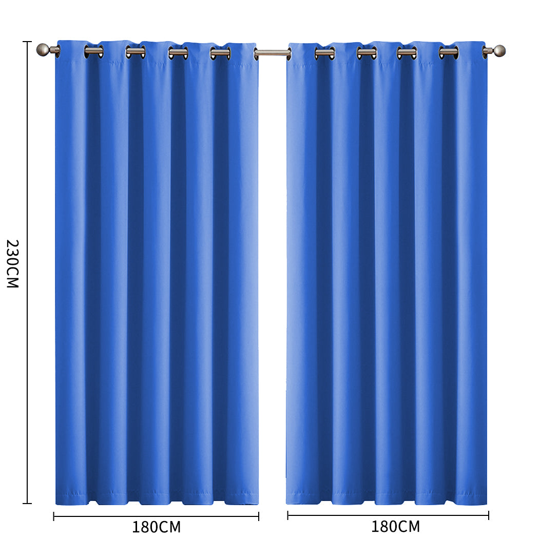 2x Blockout Curtains Panels 3 Layers Blue-1919892930382925826