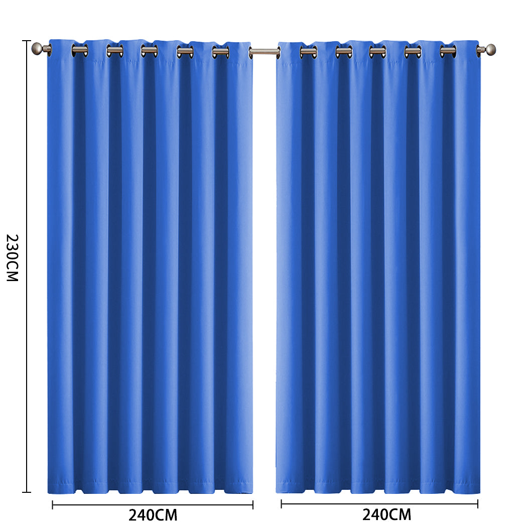2x Blockout Curtains Panels 3 Layers Blue-1919892931255341058