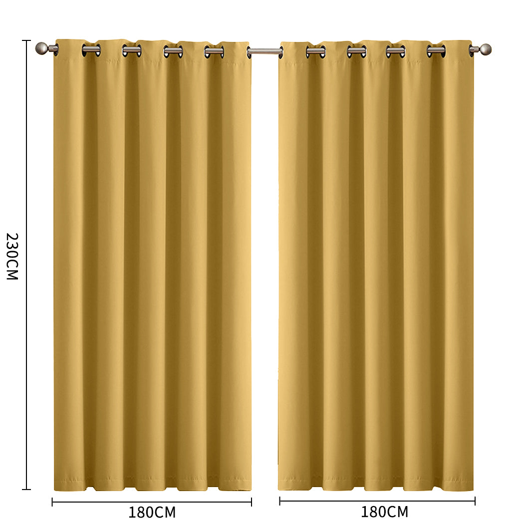 2x Blockout Curtains Panels 3 Layers Mustard-1919892930928185346