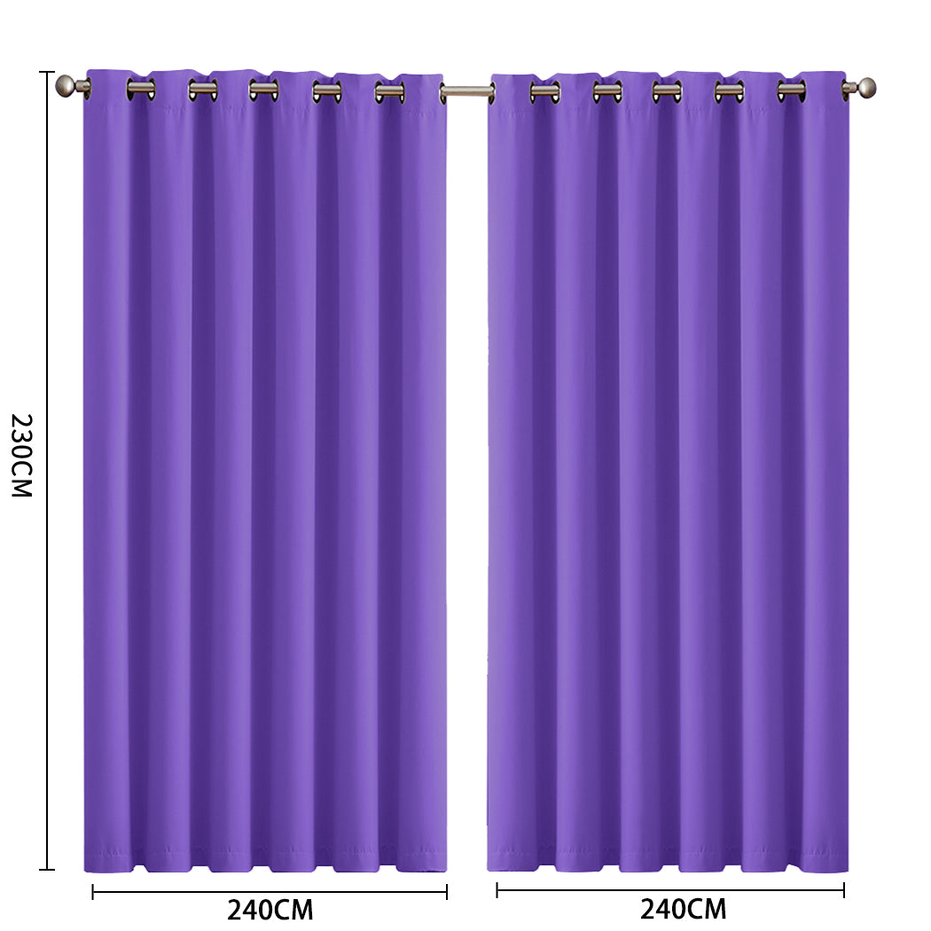2x Blockout Curtains Panels 3 Layers Purple-1919892931439890434