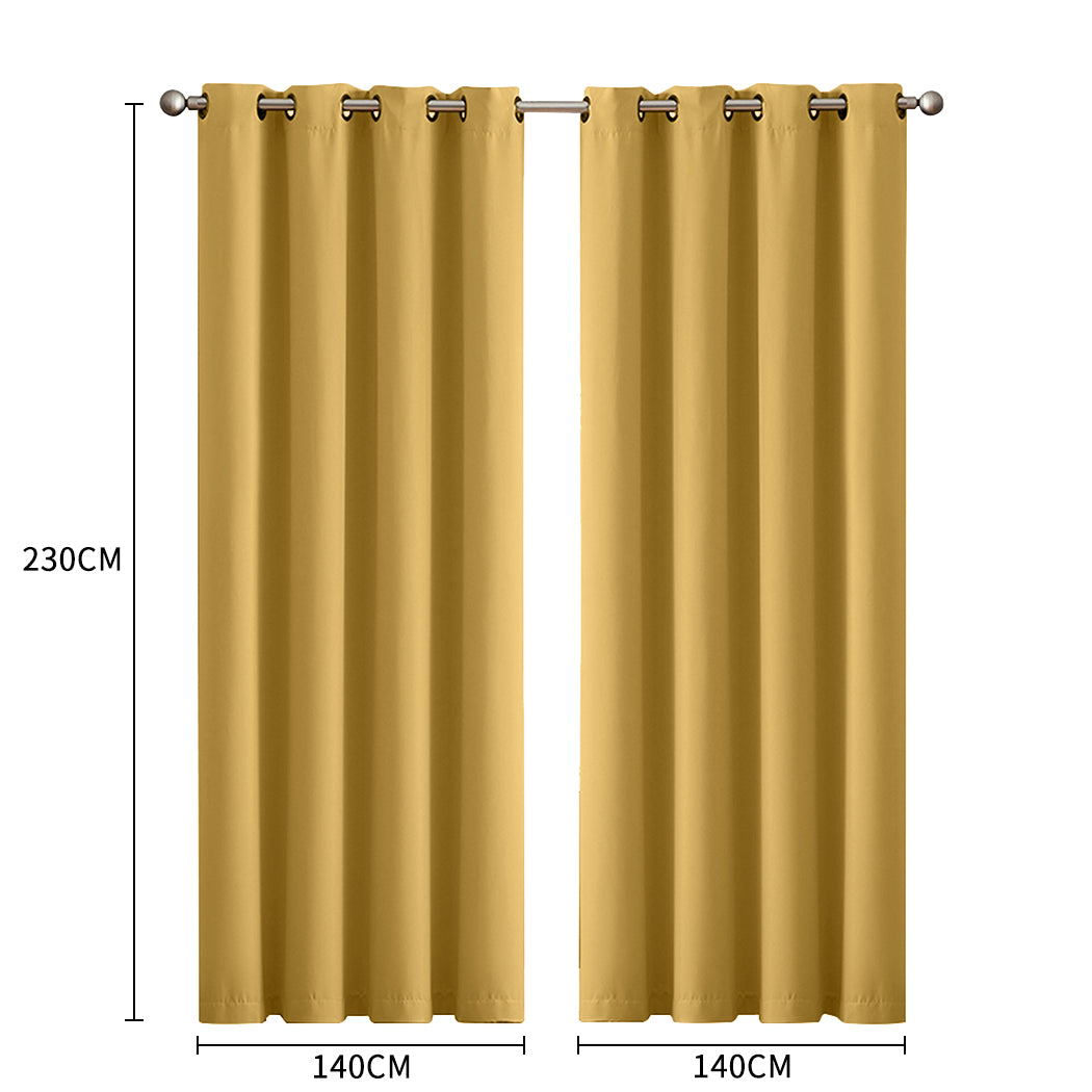2x Blockout Curtains Panels 3 Layers Mustard-1919892930034798594