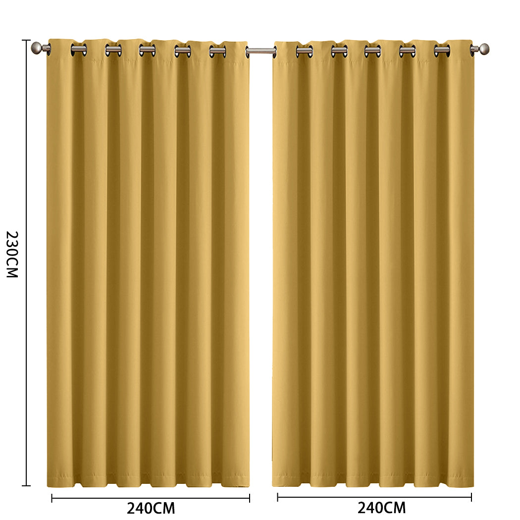 2x Blockout Curtains Panels 3 Layers Mustard-1919892931800600578