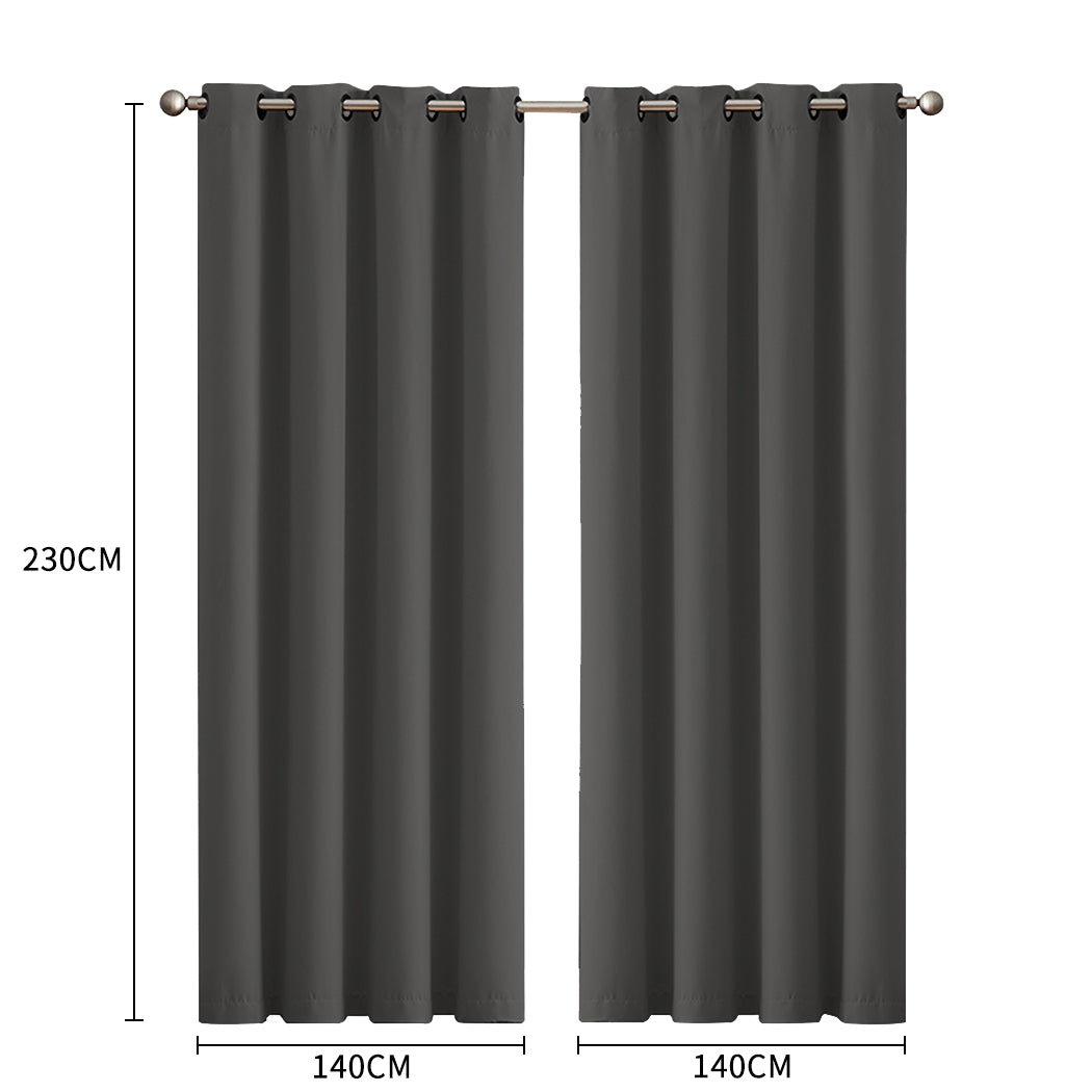 2x Blockout Curtains Panels 3 Layers Charcoal-1910113268324765698