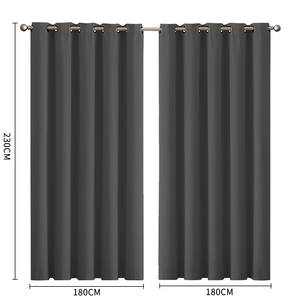 2x Blockout Curtains Panels 3 Layers Charcoal-1910113270585495553