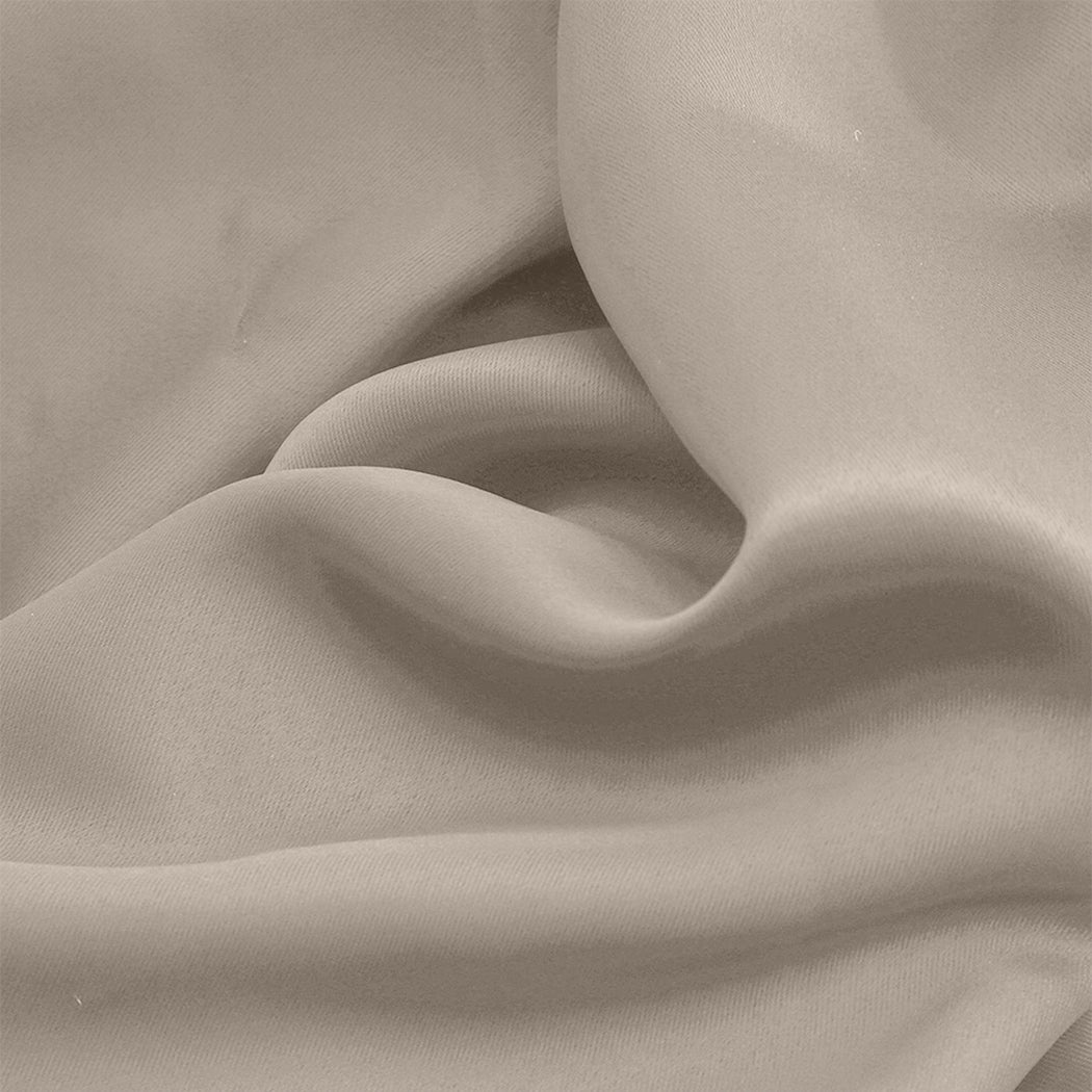 2x Blockout Curtains Panels 3 Layers Beige-1910113270048624644