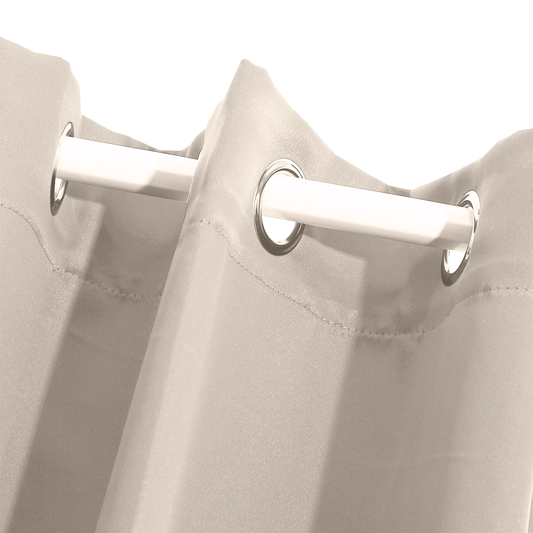 2x Blockout Curtains Panels 3 Layers Beige-1954802972160561157