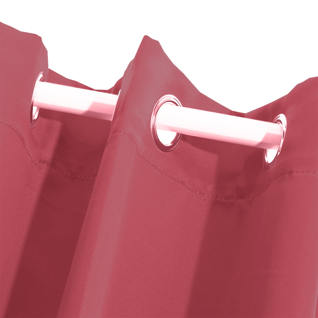 2x Blockout Curtains Panels 3 Layers Burgundy-1910113274339397637