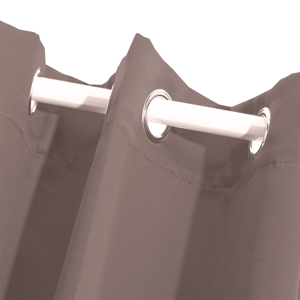 2x Blockout Curtains Panels 3 Layers Taupe-1910113274167431173
