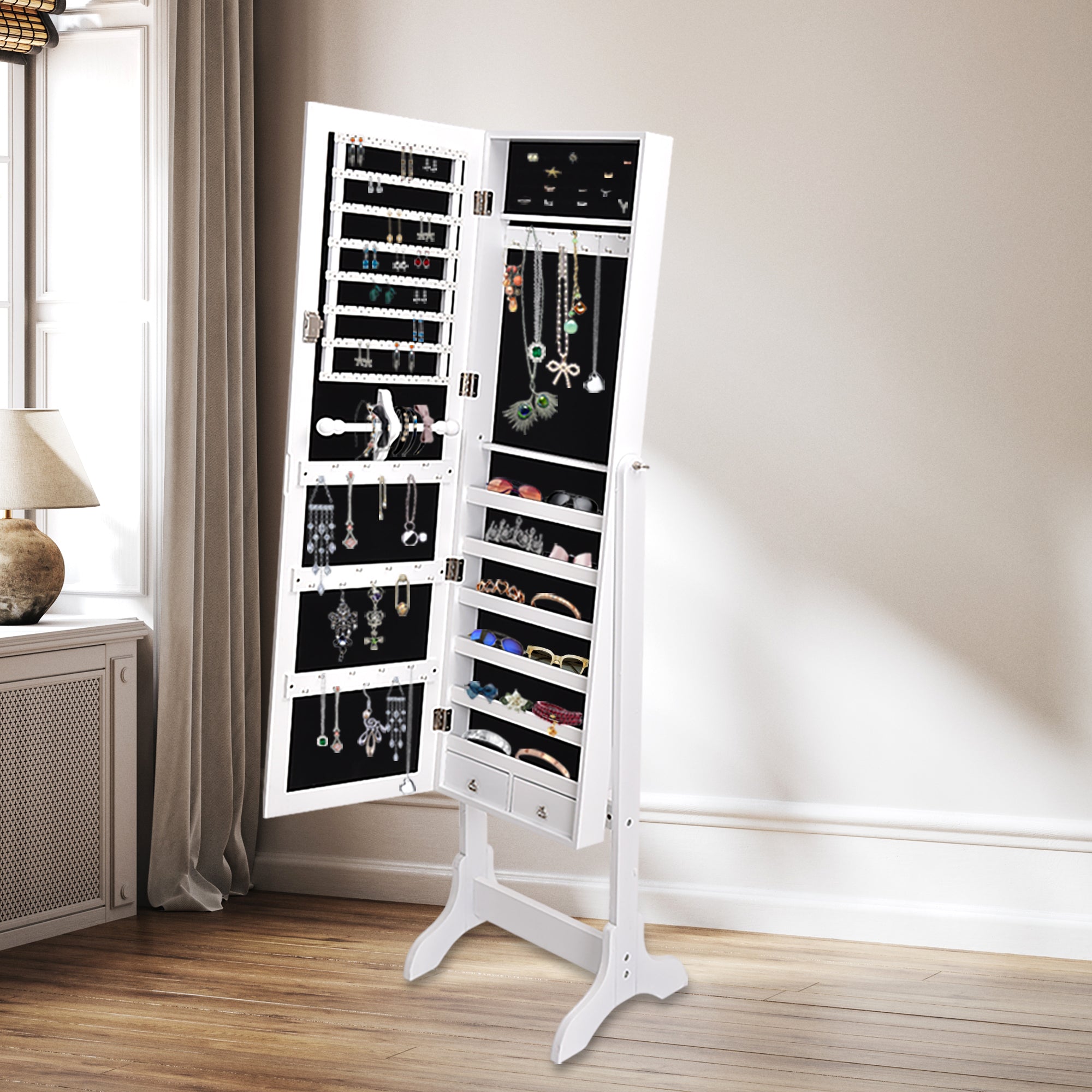 Levede Mirror Jewellery Cabinet Makeup-1917016722817290247