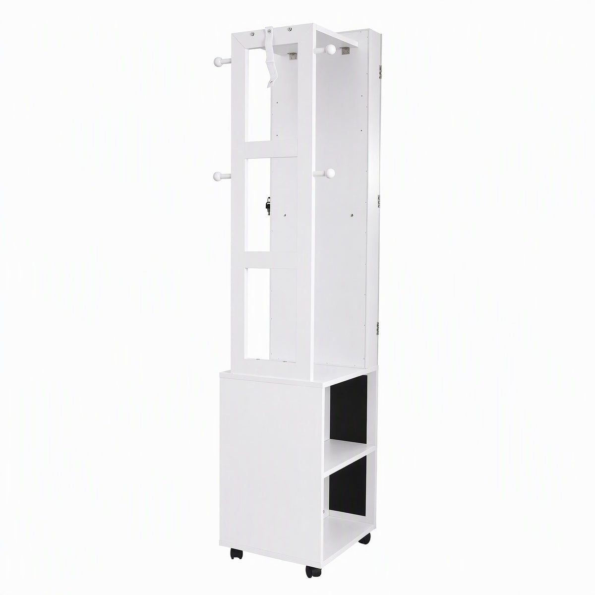 Artiss Lockable Jewellery Cabinet, Mobile Frameless Mirror, White