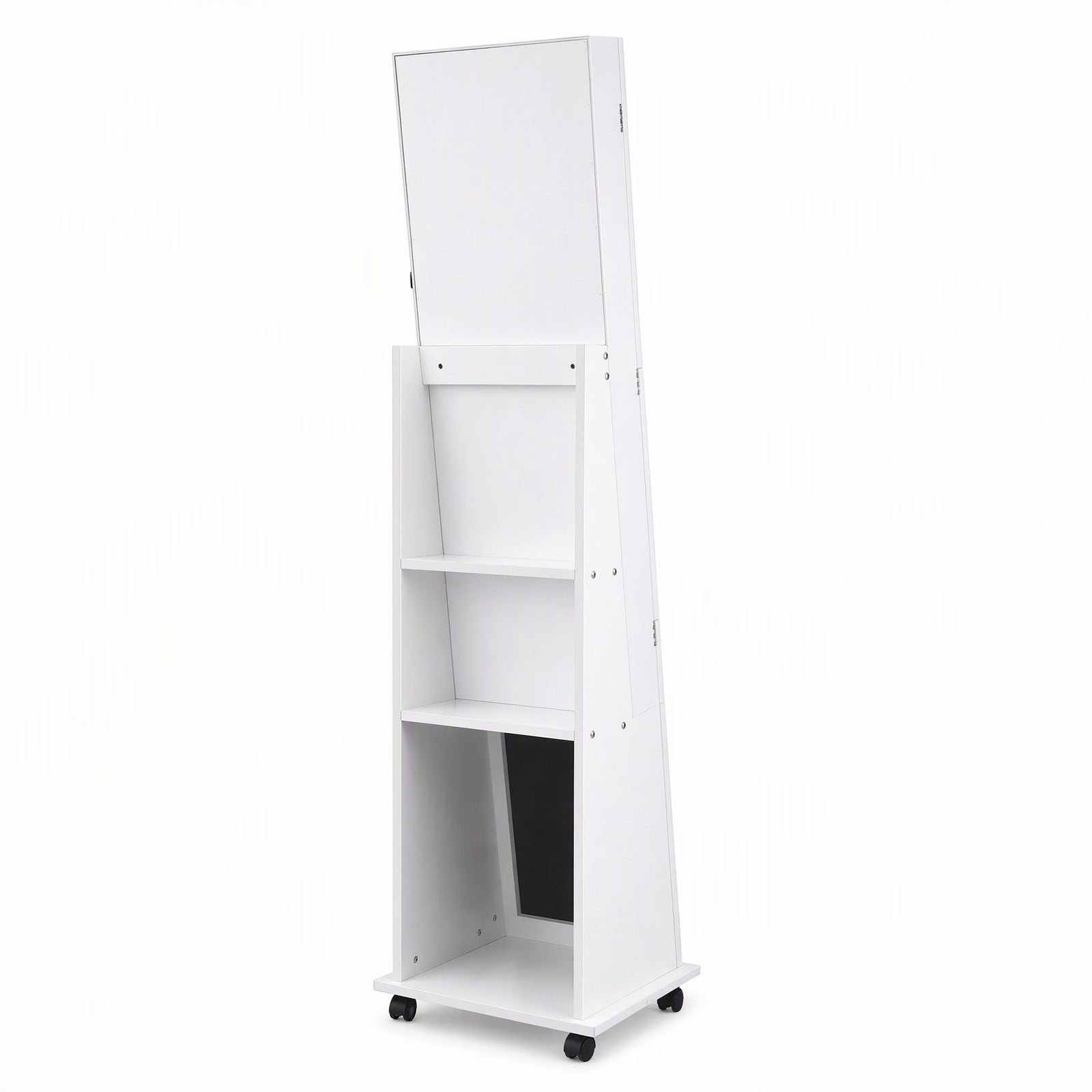 Artiss Jewelry Cabinet Frameless Full Length Mirror with Wheels, White