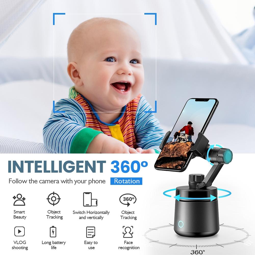 360 Degree Intelligent Tracking Tripod Head - White-1964932159928143873
