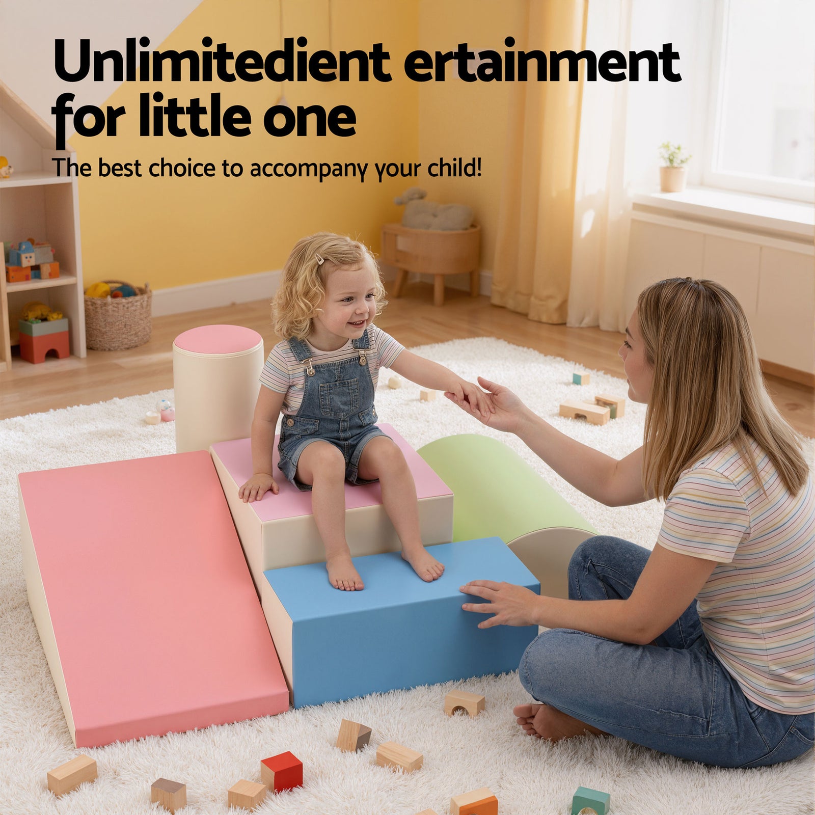 Keezi Kids Climbing Blocks 5-Piece Foam Toddler Playset Soft Indoor Climbing Toy Rocker