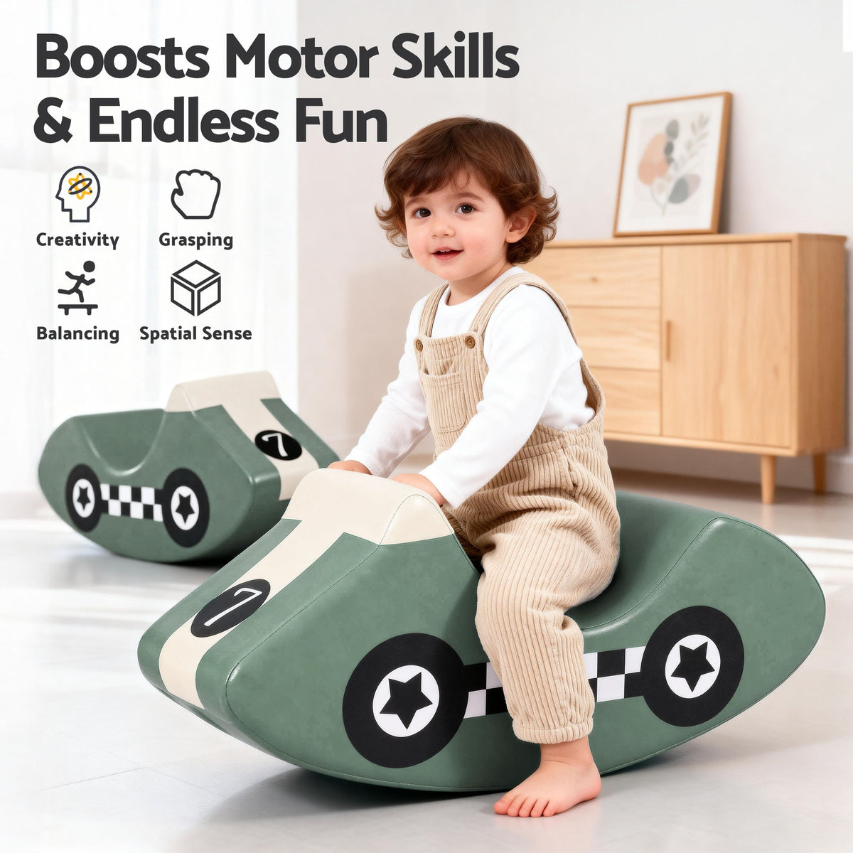 Kids Climbing Blocks Foam Toddler Playset Soft Indoor Climbing Toy Rocker Green