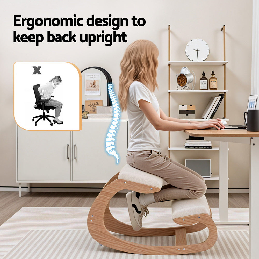 Artiss Kneeling Chair Ergonomic Posture Chair with Memory Foam Balance Stool for Home Office Gaming 120kg Weight Capacity Beige