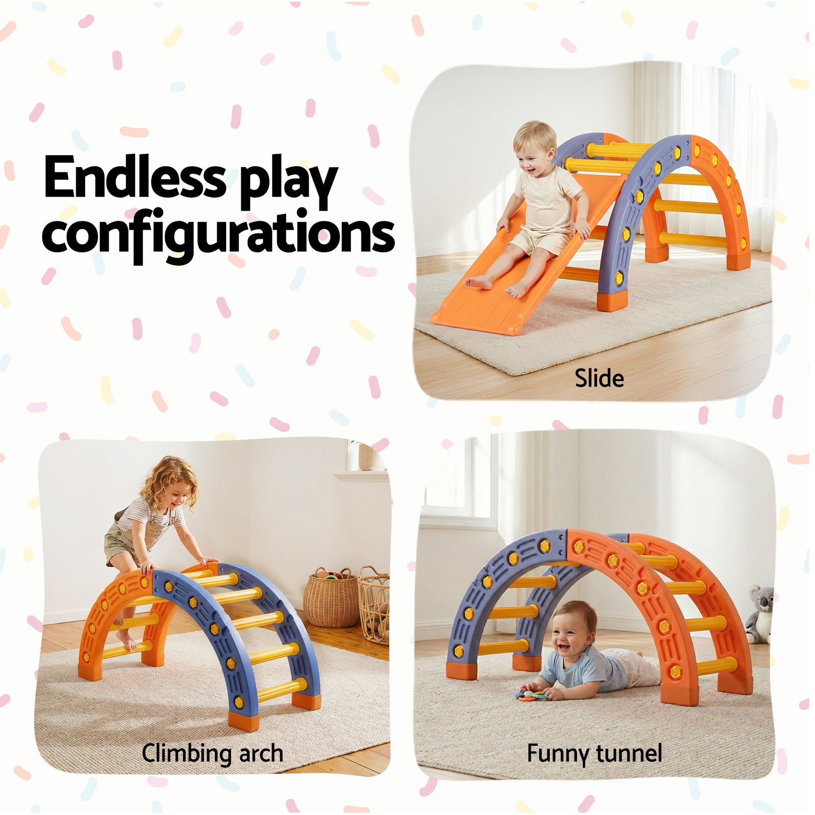 Keezi Kids Climbing Frame Set With Slide Indoor Outdoor Toddler Toys Pikler Arch Climber