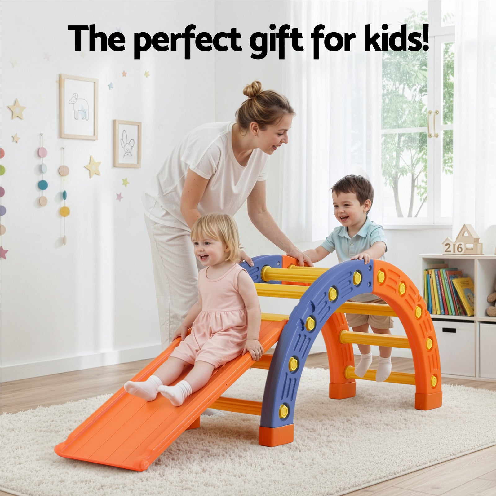 Keezi Kids Climbing Frame Set With Slide Indoor Outdoor Toddler Toys Pikler Arch Climber