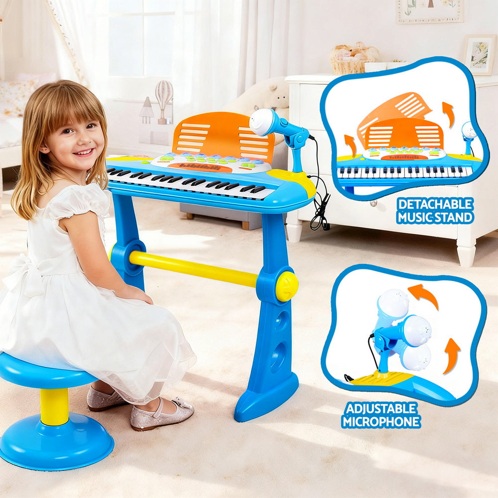 Keezi Kids Piano Keyboard 37 Keys Electronic Musical Instrument Set w/ Stool Microphone